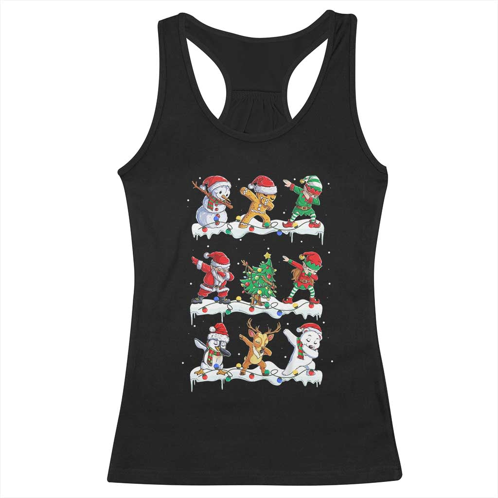 Dabbing Santa Elf Friends Christmas Light Racerback Tank Top TS11 Black Print Your Wear