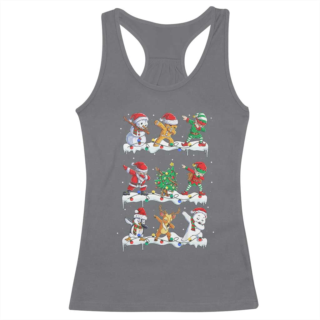 Dabbing Santa Elf Friends Christmas Light Racerback Tank Top TS11 Charcoal Print Your Wear