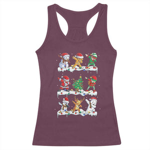 Dabbing Santa Elf Friends Christmas Light Racerback Tank Top TS11 Maroon Print Your Wear