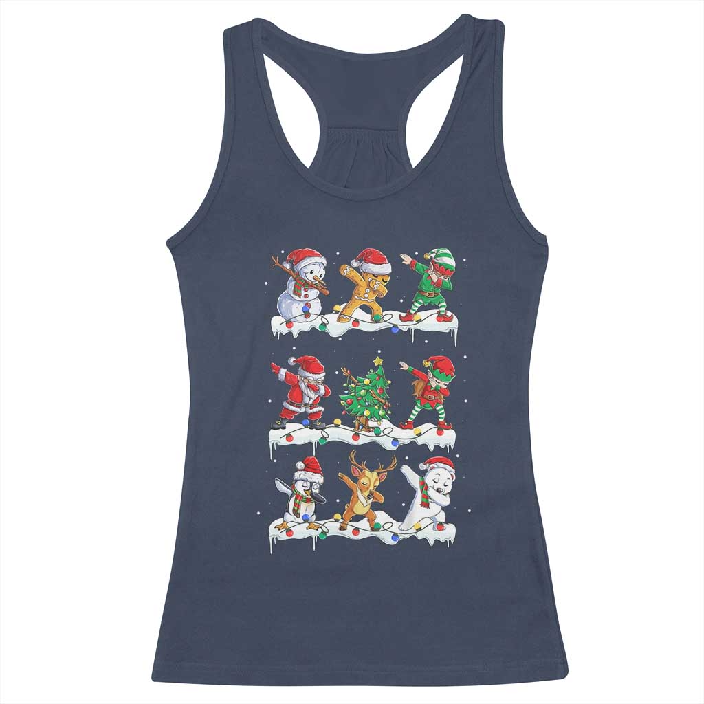 Dabbing Santa Elf Friends Christmas Light Racerback Tank Top TS11 Navy Print Your Wear