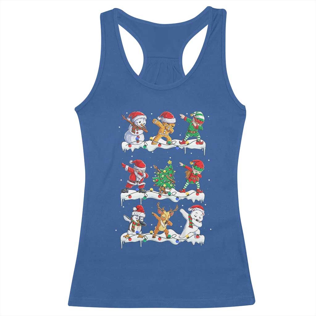 Dabbing Santa Elf Friends Christmas Light Racerback Tank Top TS11 Royal Blue Print Your Wear