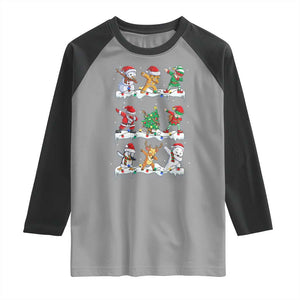 Dabbing Santa Elf Friends Christmas Light Raglan Shirt TS11 Sport Gray Black Print Your Wear