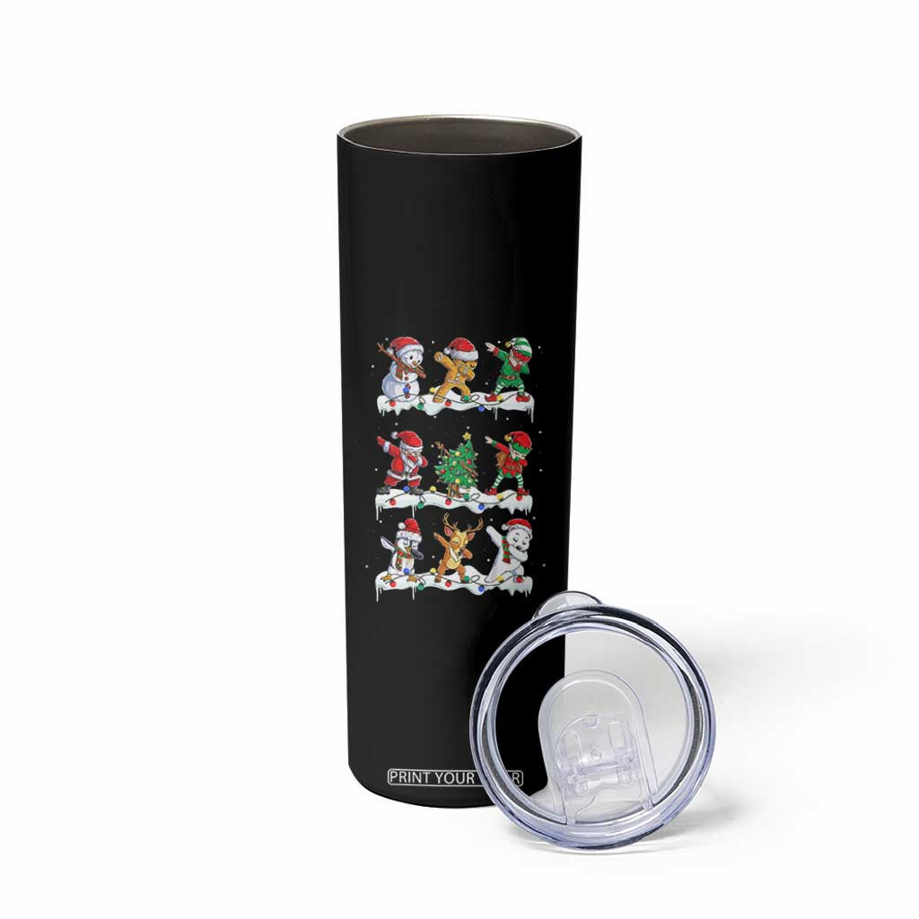 Dabbing Santa Elf Friends Christmas Light Skinny Tumbler TS11 Print Your Wear