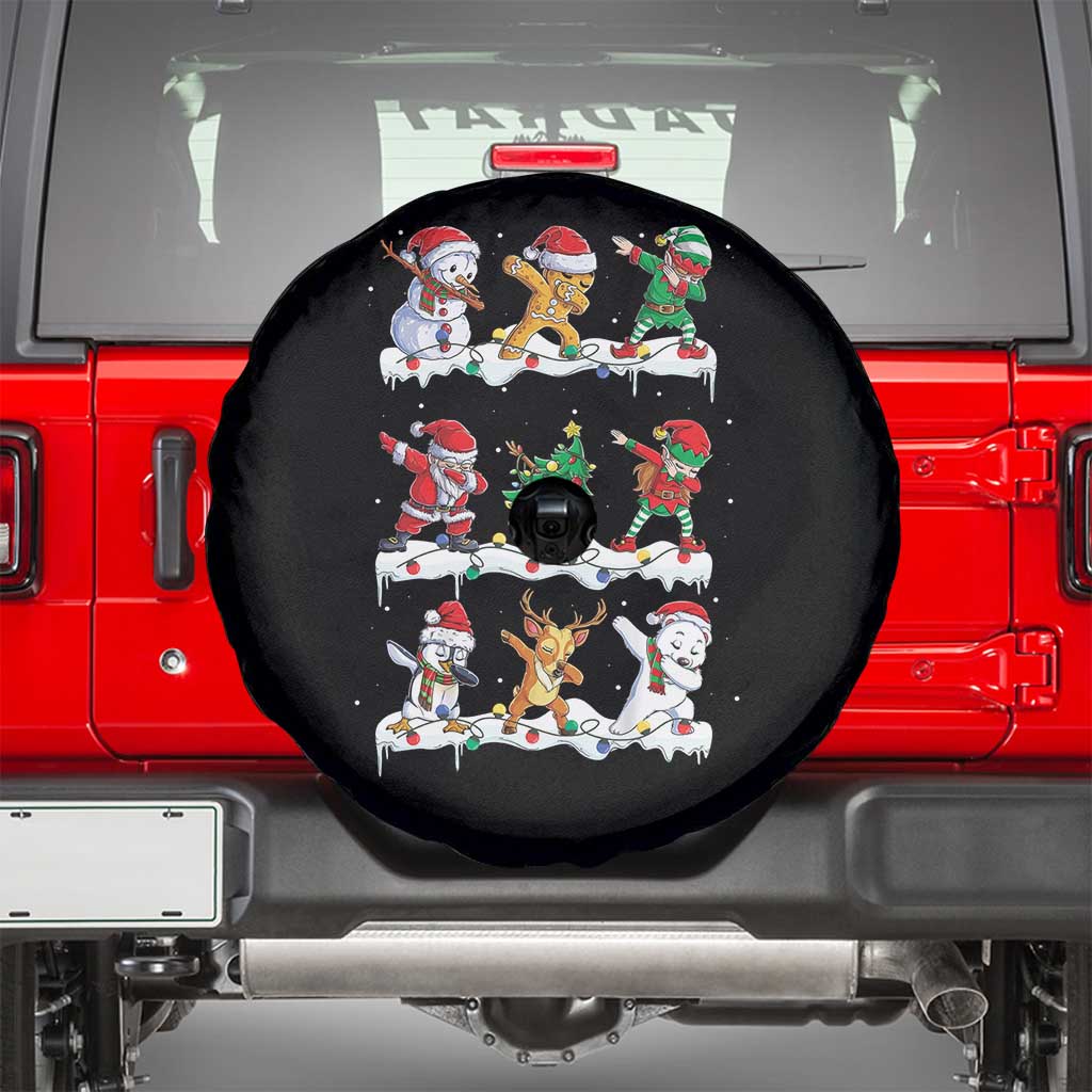 Dabbing Santa Elf Friends Christmas Light Spare Tire Cover TS11 Black Print Your Wear