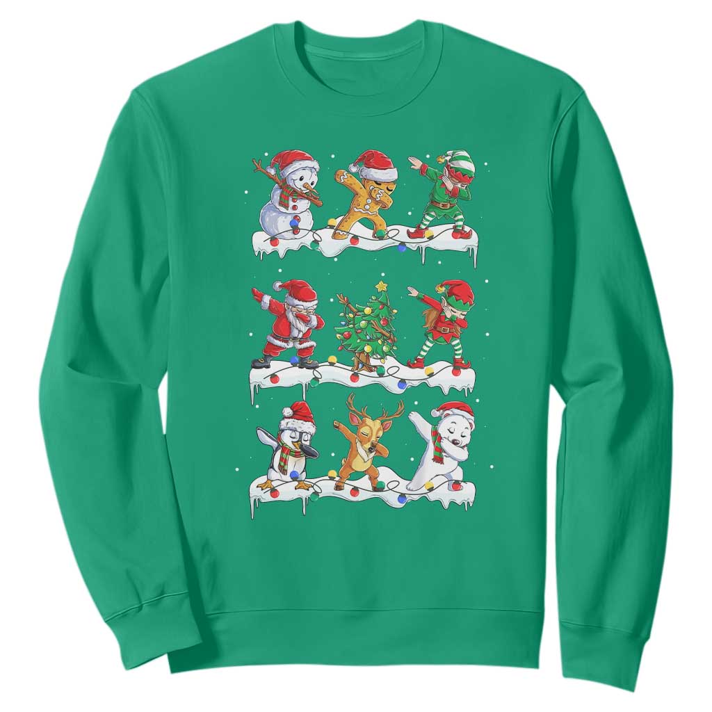 Dabbing Santa Elf Friends Christmas Light Sweatshirt TS11 Irish Green Print Your Wear