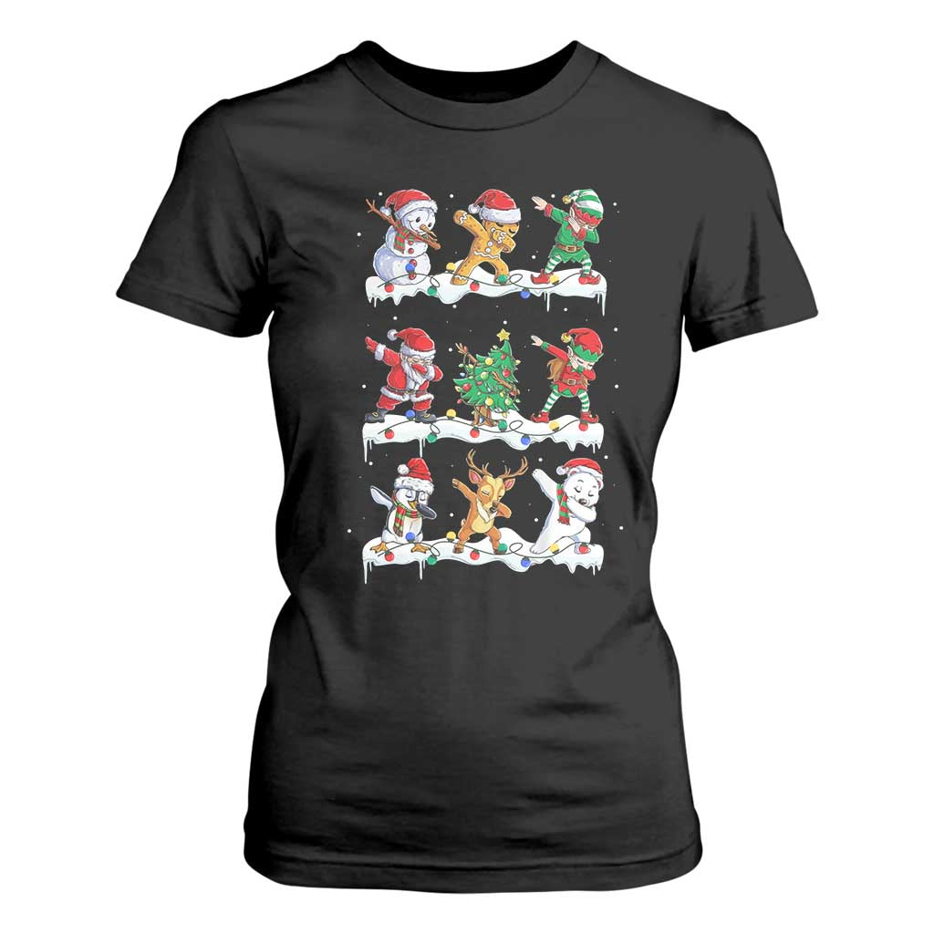 Dabbing Santa Elf Friends Christmas Light T Shirt For Women TS11 Black Print Your Wear