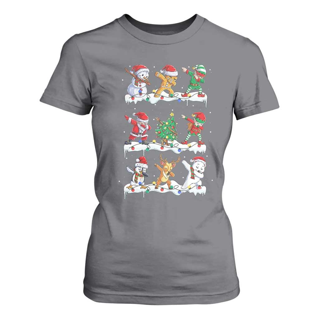 Dabbing Santa Elf Friends Christmas Light T Shirt For Women TS11 Charcoal Print Your Wear