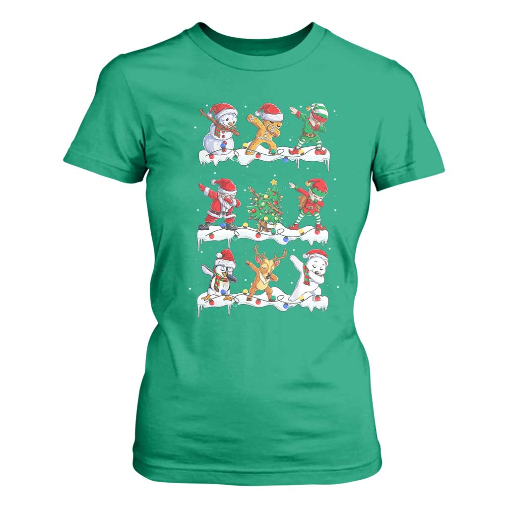 Dabbing Santa Elf Friends Christmas Light T Shirt For Women TS11 Irish Green Print Your Wear