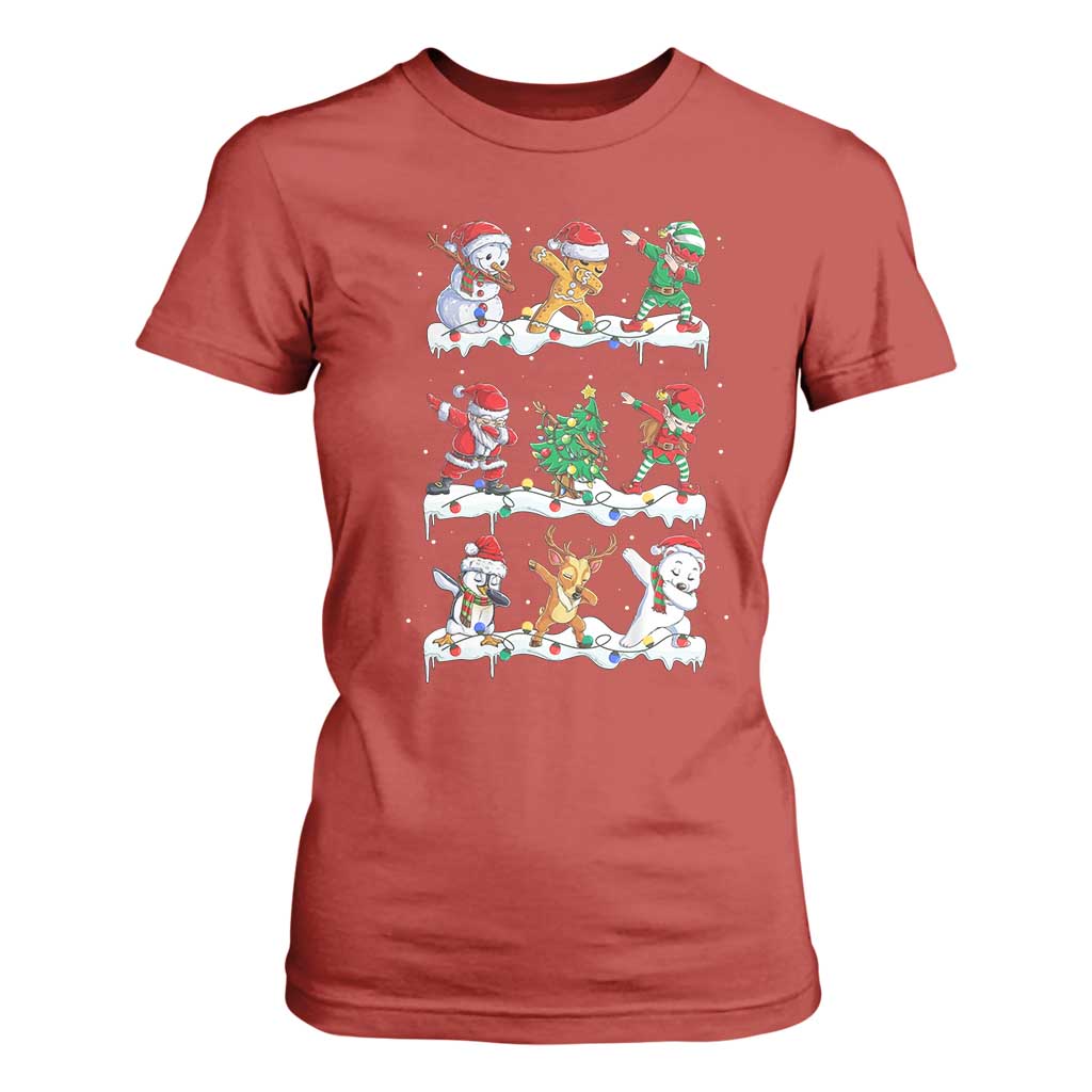 Dabbing Santa Elf Friends Christmas Light T Shirt For Women TS11 Red Print Your Wear