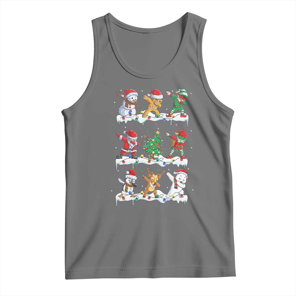 Dabbing Santa Elf Friends Christmas Light Tank Top TS11 Black Heather Print Your Wear