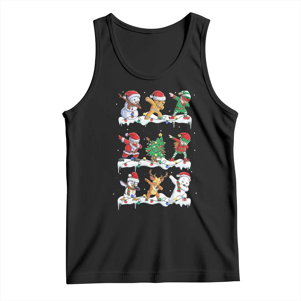 Dabbing Santa Elf Friends Christmas Light Tank Top TS11 Black Print Your Wear