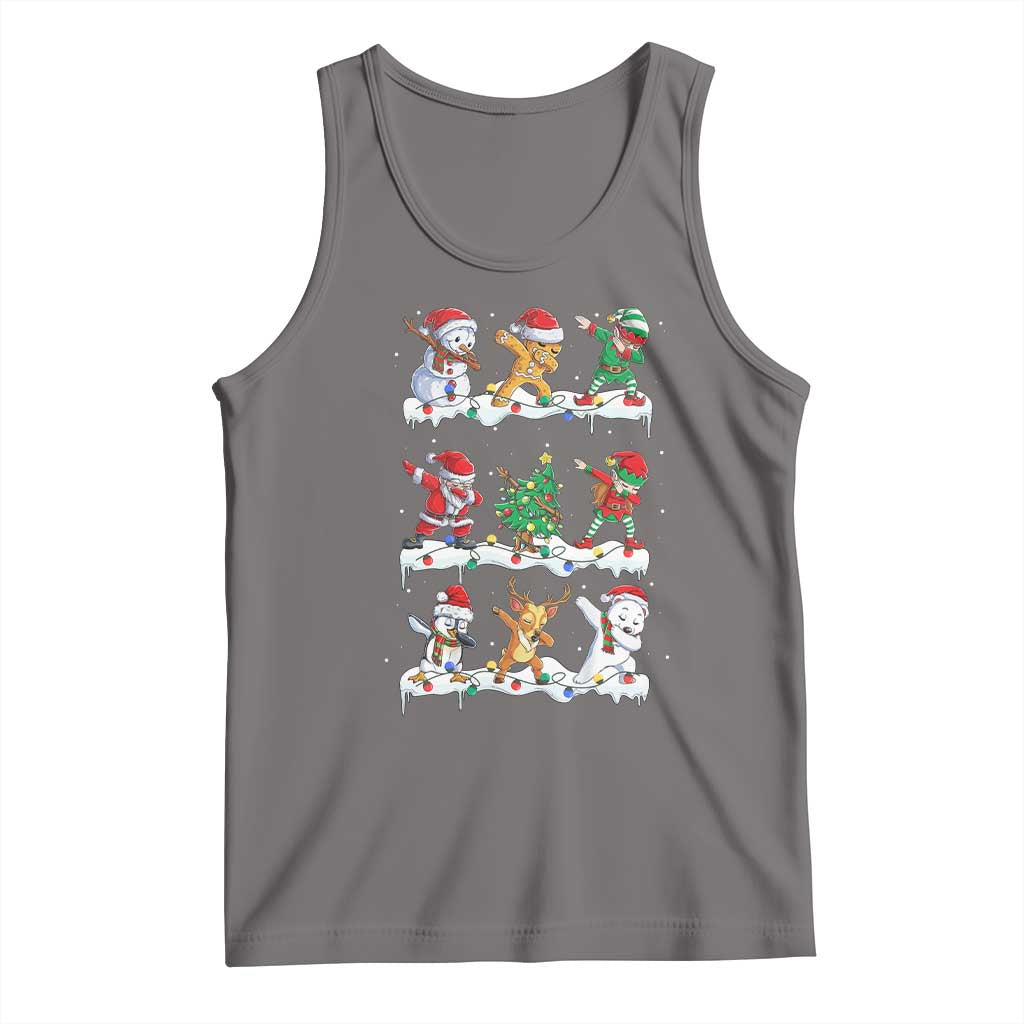 Dabbing Santa Elf Friends Christmas Light Tank Top TS11 Deep Heather Print Your Wear