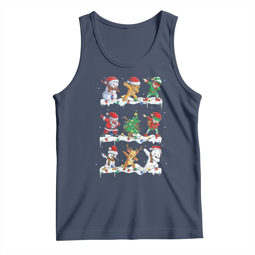 Dabbing Santa Elf Friends Christmas Light Tank Top TS11 Navy Print Your Wear