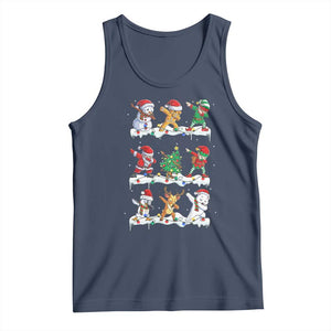 Dabbing Santa Elf Friends Christmas Light Tank Top TS11 Navy Print Your Wear