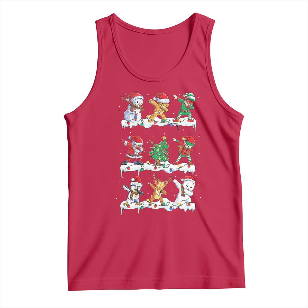 Dabbing Santa Elf Friends Christmas Light Tank Top TS11 Red Print Your Wear