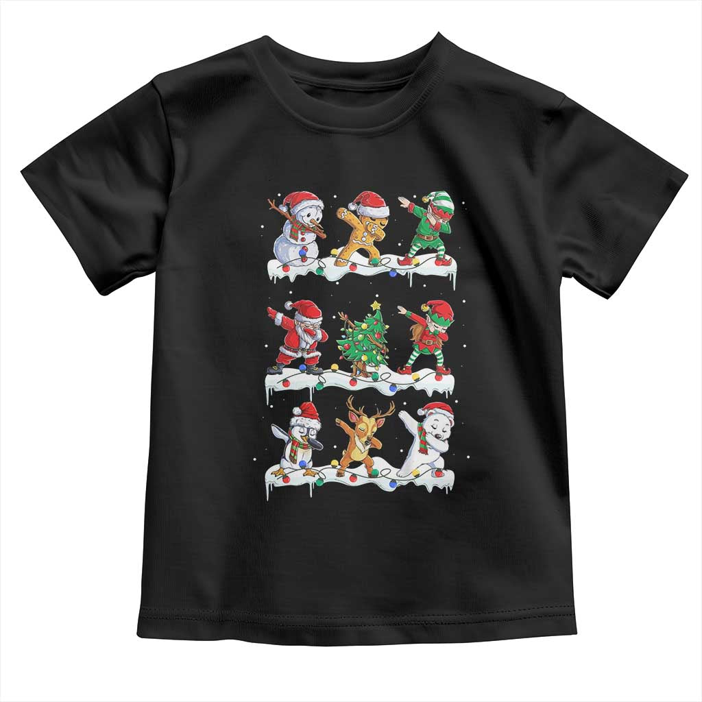 Dabbing Santa Elf Friends Christmas Light Toddler T Shirt TS11 Black Print Your Wear
