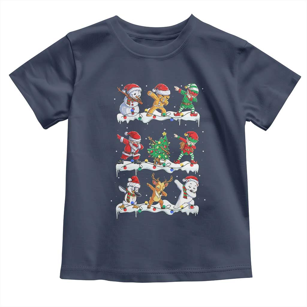 Dabbing Santa Elf Friends Christmas Light Toddler T Shirt TS11 Navy Print Your Wear