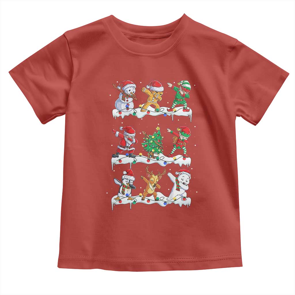 Dabbing Santa Elf Friends Christmas Light Toddler T Shirt TS11 Red Print Your Wear