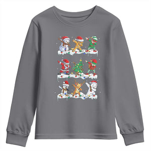 Dabbing Santa Elf Friends Christmas Light Youth Sweatshirt TS11 Charcoal Print Your Wear