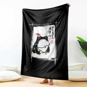 Funny Christmas Japanese Throw Blanket Santa Frog Ukiyoe Art TS11 Print Your Wear
