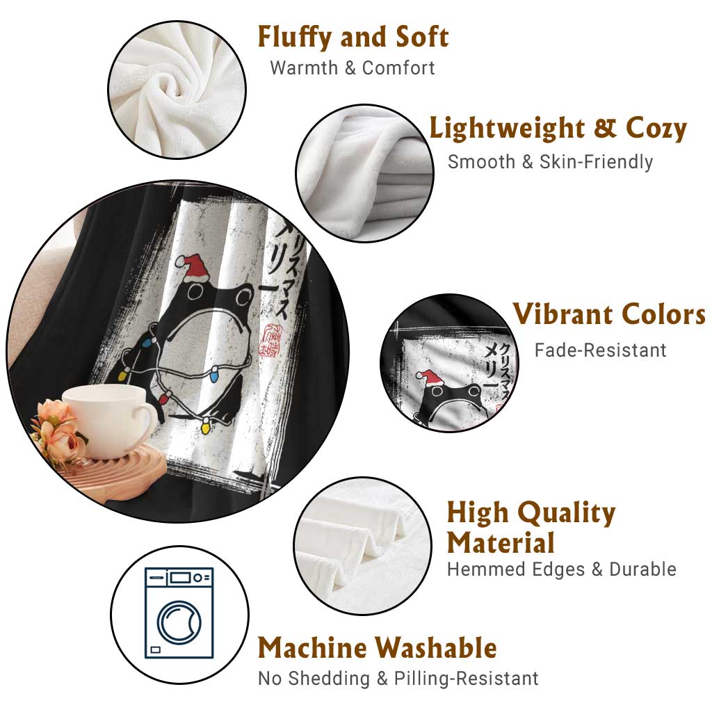 Funny Christmas Japanese Throw Blanket Santa Frog Ukiyoe Art TS11 Print Your Wear