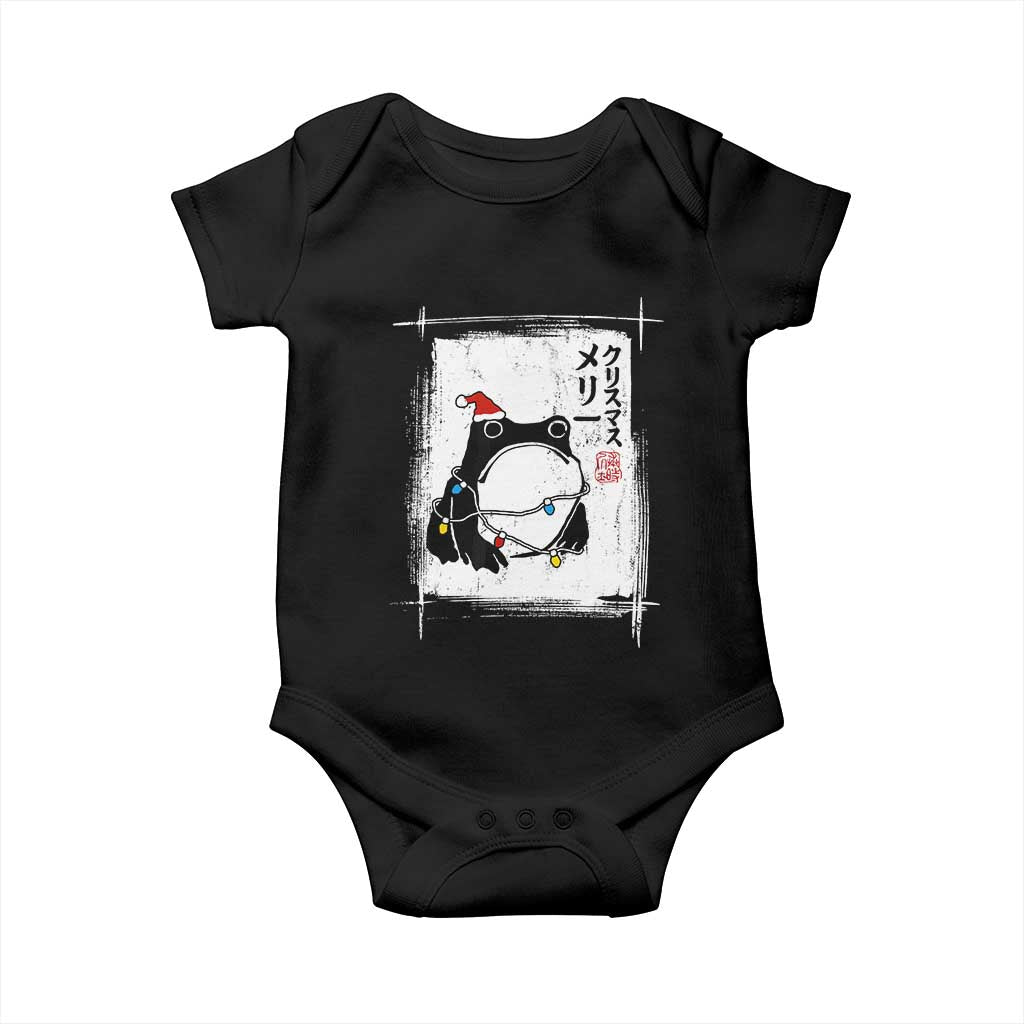 Funny Christmas Japanese Baby Onesie Santa Frog Ukiyoe Art TS11 Black Print Your Wear