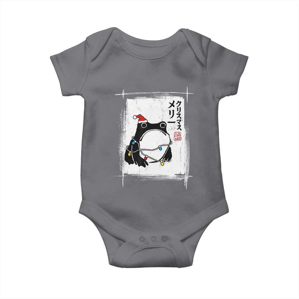 Funny Christmas Japanese Baby Onesie Santa Frog Ukiyoe Art TS11 Charcoal Print Your Wear