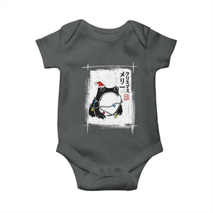 Funny Christmas Japanese Baby Onesie Santa Frog Ukiyoe Art TS11 Dark Heather Print Your Wear