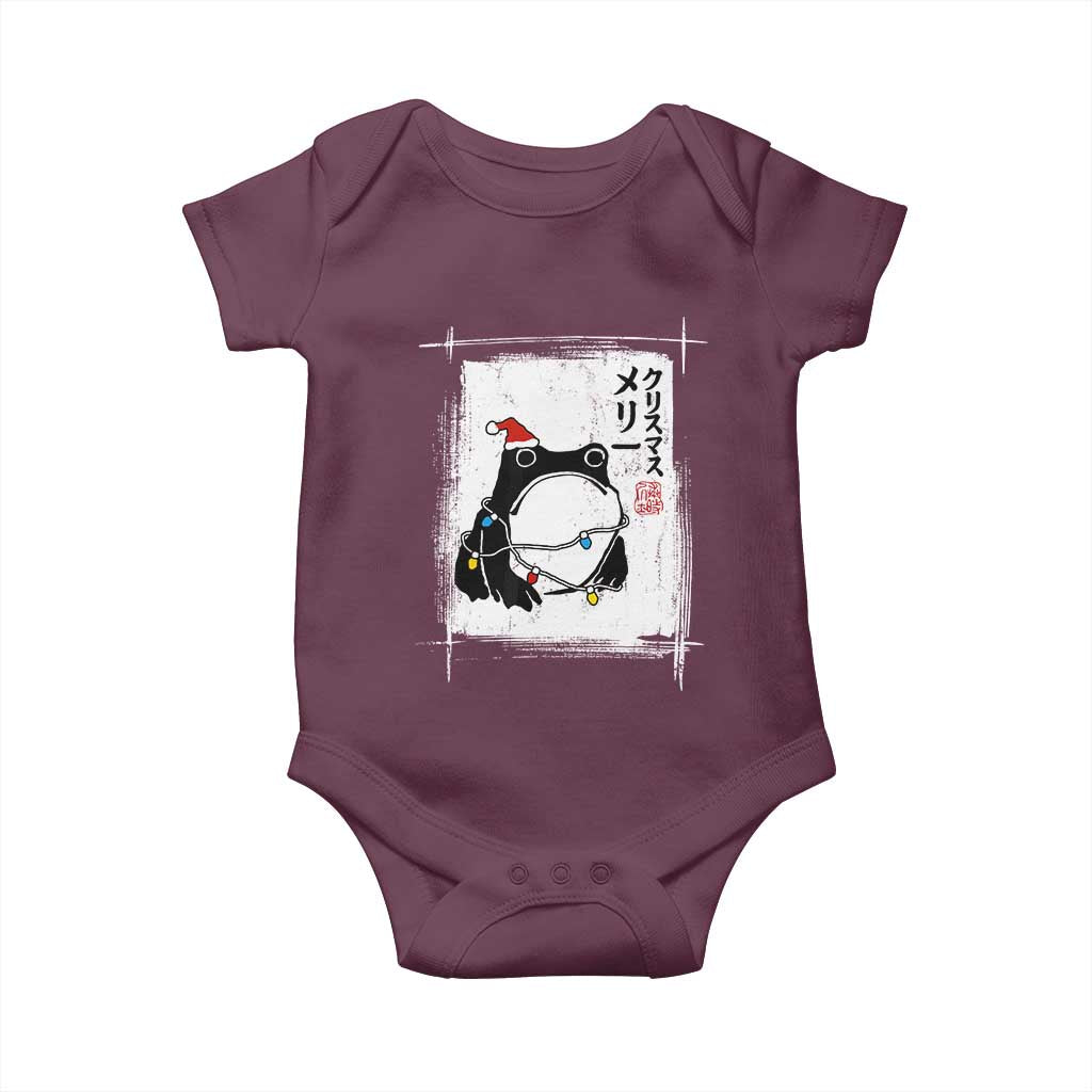 Funny Christmas Japanese Baby Onesie Santa Frog Ukiyoe Art TS11 Maroon Print Your Wear