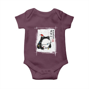 Funny Christmas Japanese Baby Onesie Santa Frog Ukiyoe Art TS11 Maroon Print Your Wear
