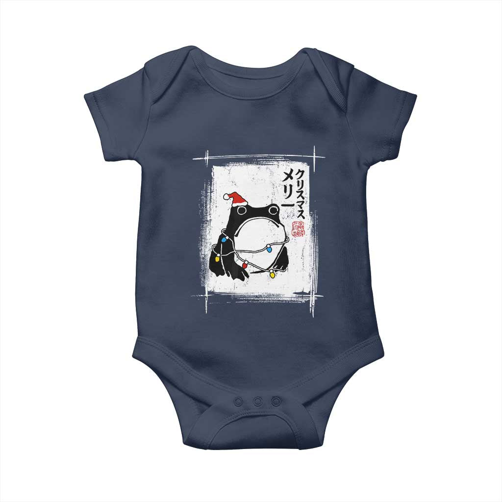 Funny Christmas Japanese Baby Onesie Santa Frog Ukiyoe Art TS11 Navy Print Your Wear
