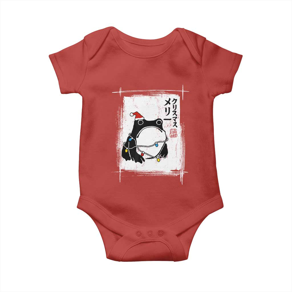 Funny Christmas Japanese Baby Onesie Santa Frog Ukiyoe Art TS11 Red Print Your Wear