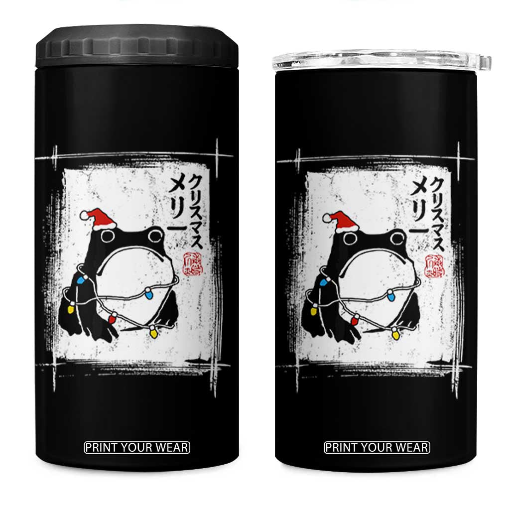 Funny Christmas Japanese 4 in 1 Can Cooler Tumbler Santa Frog Ukiyoe Art TS11 One Size: 16 oz Black Print Your Wear