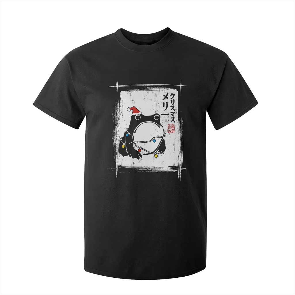 Funny Christmas Japanese T Shirt For Kid Santa Frog Ukiyoe Art TS11 Black Print Your Wear