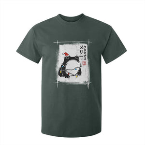 Funny Christmas Japanese T Shirt For Kid Santa Frog Ukiyoe Art TS11 Dark Forest Green Print Your Wear