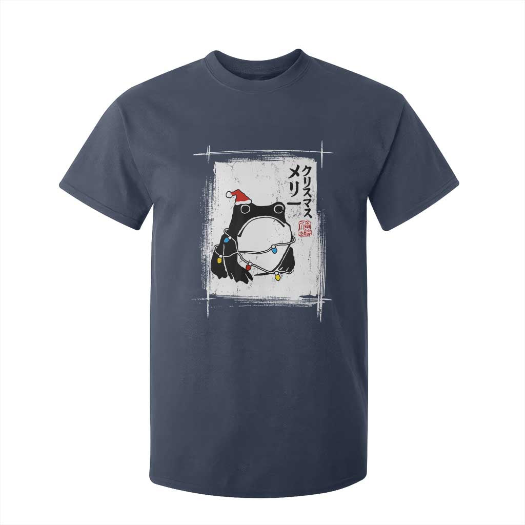 Funny Christmas Japanese T Shirt For Kid Santa Frog Ukiyoe Art TS11 Navy Print Your Wear