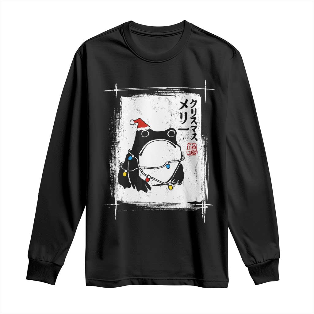 Funny Christmas Japanese Long Sleeve Shirt Santa Frog Ukiyoe Art TS11 Black Print Your Wear