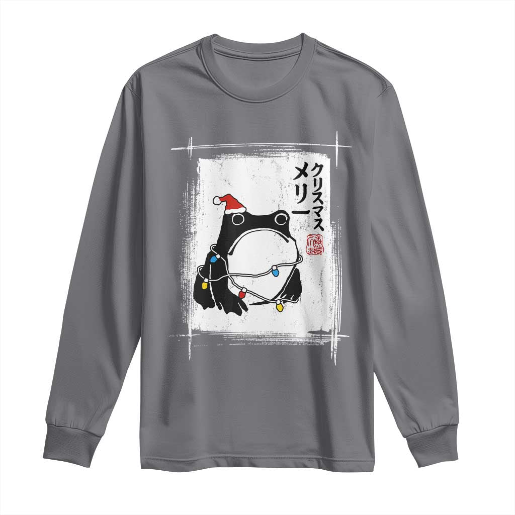 Funny Christmas Japanese Long Sleeve Shirt Santa Frog Ukiyoe Art TS11 Charcoal Print Your Wear