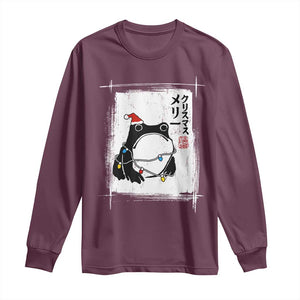 Funny Christmas Japanese Long Sleeve Shirt Santa Frog Ukiyoe Art TS11 Maroon Print Your Wear