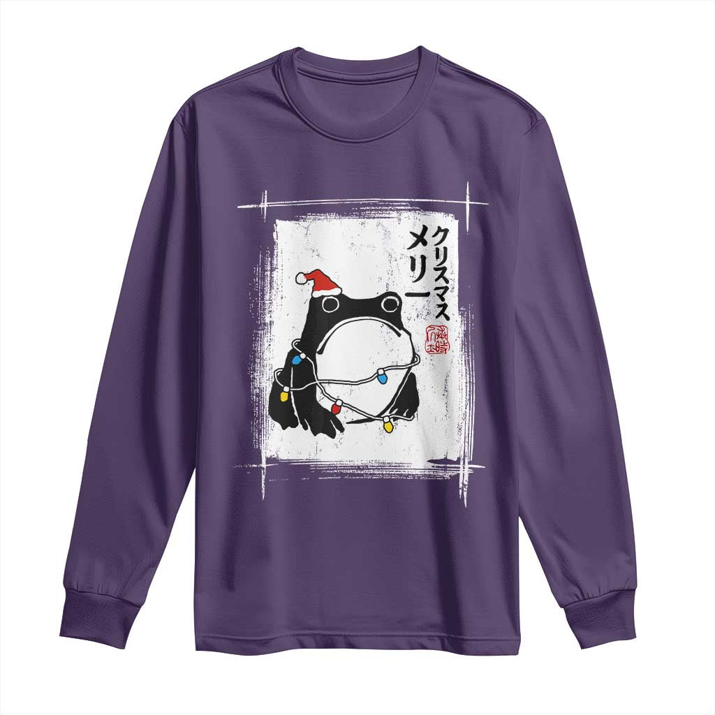 Funny Christmas Japanese Long Sleeve Shirt Santa Frog Ukiyoe Art TS11 Purple Print Your Wear