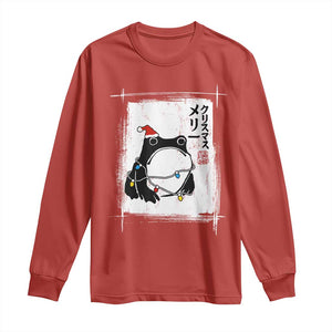Funny Christmas Japanese Long Sleeve Shirt Santa Frog Ukiyoe Art TS11 Red Print Your Wear