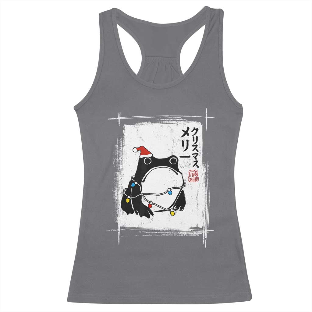Funny Christmas Japanese Racerback Tank Top Santa Frog Ukiyoe Art TS11 Charcoal Print Your Wear