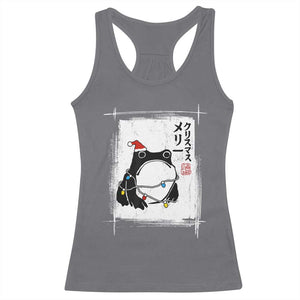 Funny Christmas Japanese Racerback Tank Top Santa Frog Ukiyoe Art TS11 Charcoal Print Your Wear