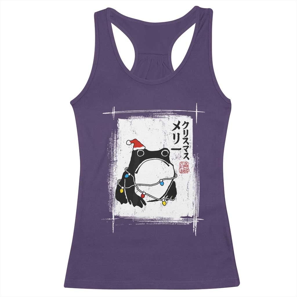 Funny Christmas Japanese Racerback Tank Top Santa Frog Ukiyoe Art TS11 Purple Print Your Wear