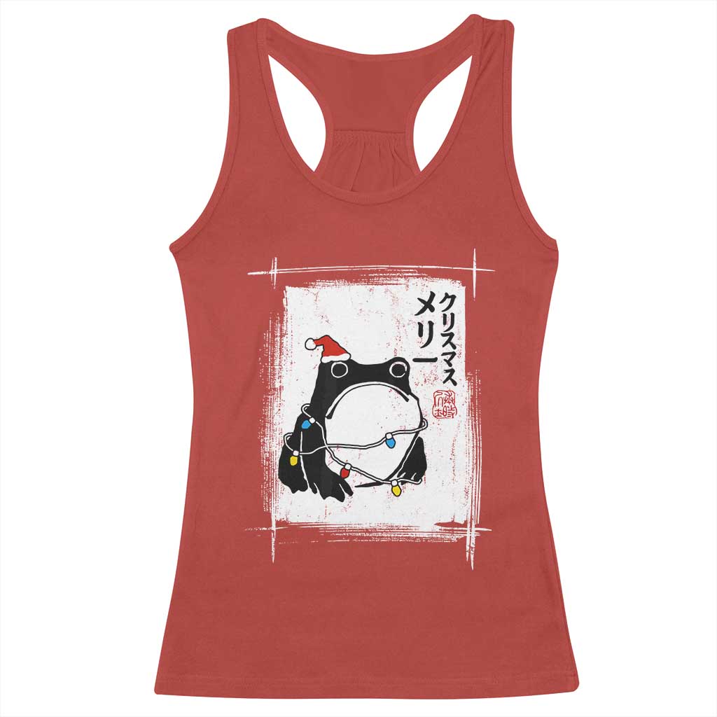 Funny Christmas Japanese Racerback Tank Top Santa Frog Ukiyoe Art TS11 Red Print Your Wear