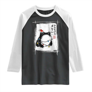 Funny Christmas Japanese Raglan Shirt Santa Frog Ukiyoe Art TS11 Black White Print Your Wear