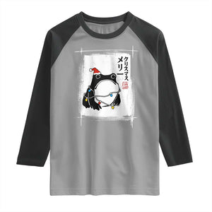 Funny Christmas Japanese Raglan Shirt Santa Frog Ukiyoe Art TS11 Sport Gray Black Print Your Wear