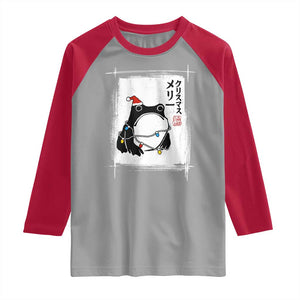 Funny Christmas Japanese Raglan Shirt Santa Frog Ukiyoe Art TS11 Sport Gray Red Print Your Wear
