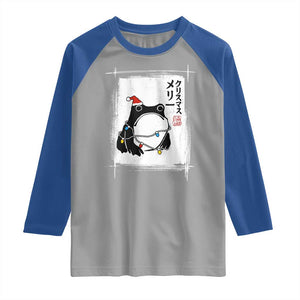 Funny Christmas Japanese Raglan Shirt Santa Frog Ukiyoe Art TS11 Sport Gray Royal Print Your Wear