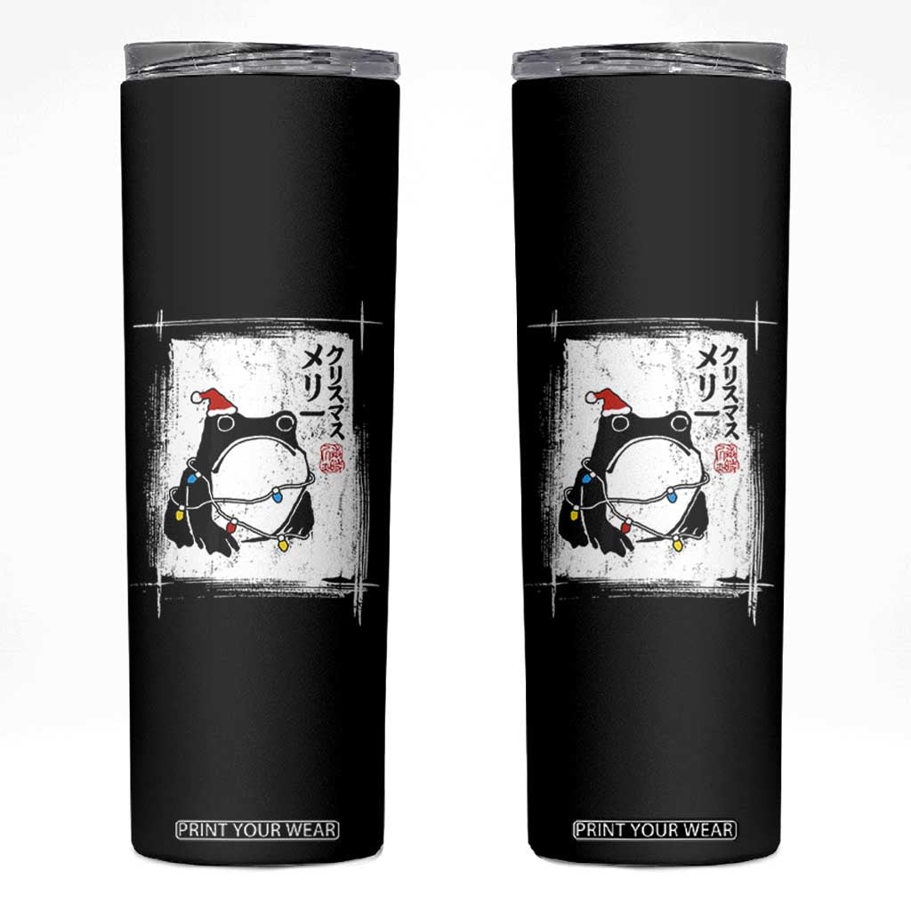 Funny Christmas Japanese Skinny Tumbler Santa Frog Ukiyoe Art TS11 Black Print Your Wear